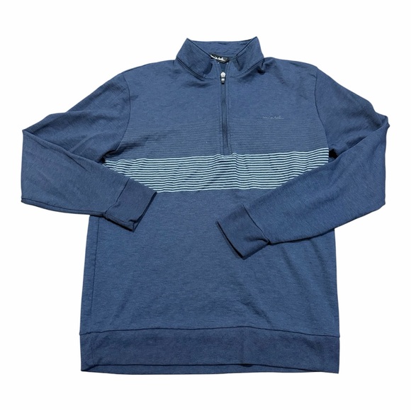 Travis Mathew Other - Travis Mathew Men's Blue Quarter-Zip Striped Sweater
